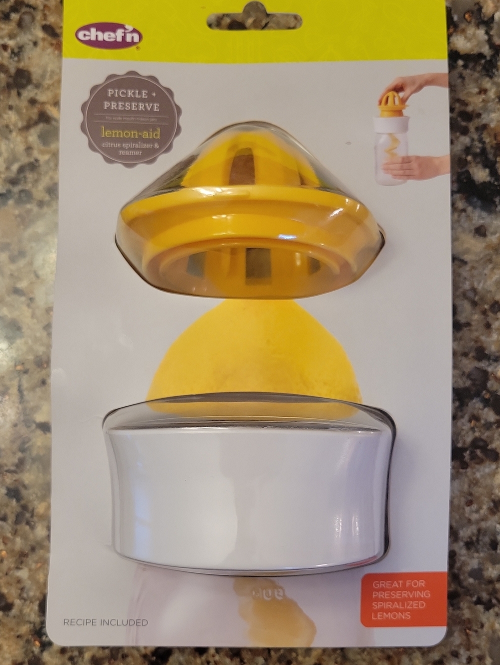 Chefn Lemon-Aid Citrus Spiralizer & Preserver - Yellow & White NIP